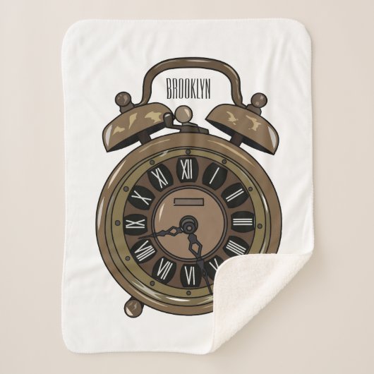 目覚まし時計の漫画イラストレーション シェルパブランケット (正面)