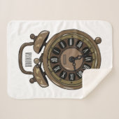 目覚まし時計の漫画イラストレーション シェルパブランケット (正面(横))