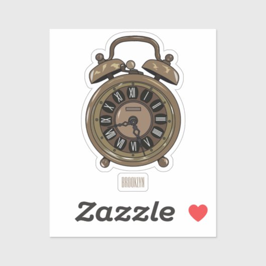 目覚まし時計の漫画イラストレーション シール (シート)