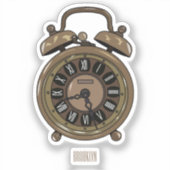 目覚まし時計の漫画イラストレーション シール (正面)