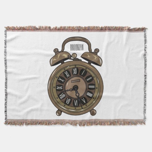 目覚まし時計の漫画イラストレーション スローブランケット (正面)