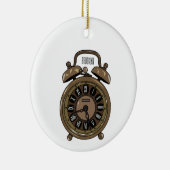 目覚まし時計の漫画イラストレーション セラミックオーナメント (右)