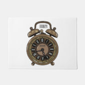 目覚まし時計の漫画イラストレーション ドアマット (正面)