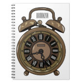 目覚まし時計の漫画イラストレーション ノートブック (正面)
