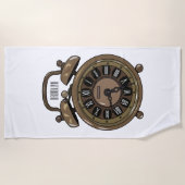 目覚まし時計の漫画イラストレーション ビーチタオル (正面)