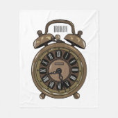 目覚まし時計の漫画イラストレーション フリースブランケット (正面)