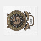 目覚まし時計の漫画イラストレーション フリースブランケット (正面(横))