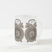 目覚まし時計の漫画イラストレーション フロストグラスマグカップ (正面右)