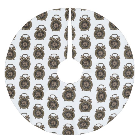 目覚まし時計の漫画イラストレーション ブラッシュドポリエステルツリースカート (正面)