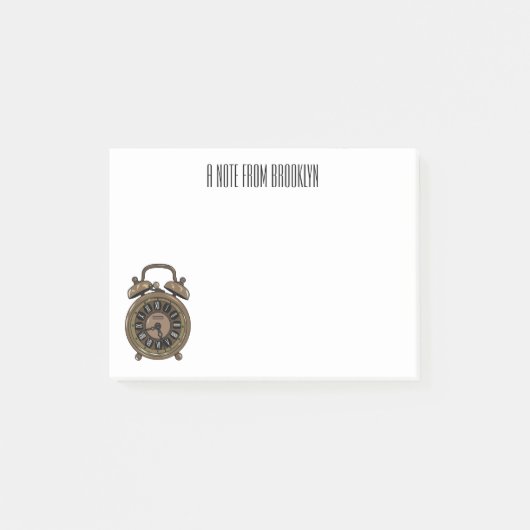 目覚まし時計の漫画イラストレーション ポストイット (正面)