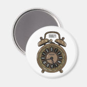 目覚まし時計の漫画イラストレーション マグネット (正面/裏面)