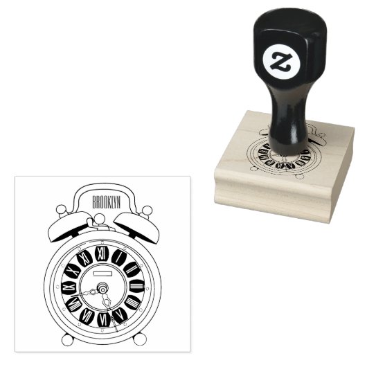目覚まし時計の漫画イラストレーション ラバースタンプ (押印)