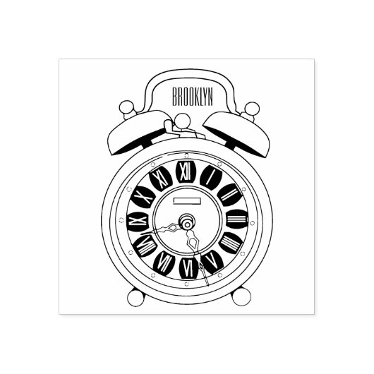 目覚まし時計の漫画イラストレーション ラバースタンプ (インプリント)