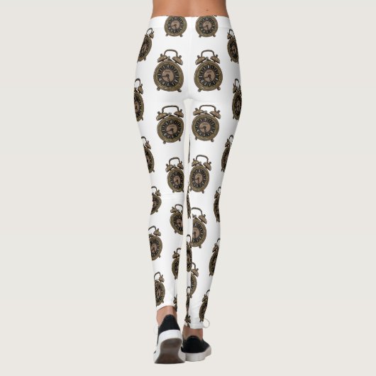 目覚まし時計の漫画イラストレーション レギンス (裏面)