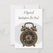 目覚まし時計の漫画イラストレーション 招待状 (裏面)