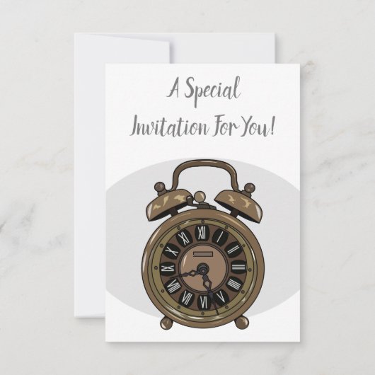 目覚まし時計の漫画イラストレーション 招待状 (裏面)
