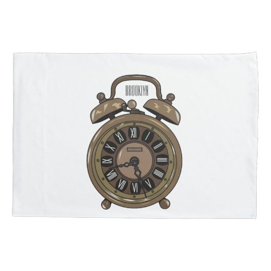 目覚まし時計の漫画イラストレーション 枕カバー (裏面)