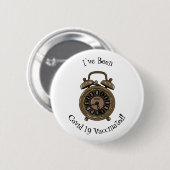 目覚まし時計の漫画イラストレーション 缶バッジ (正面&裏面)