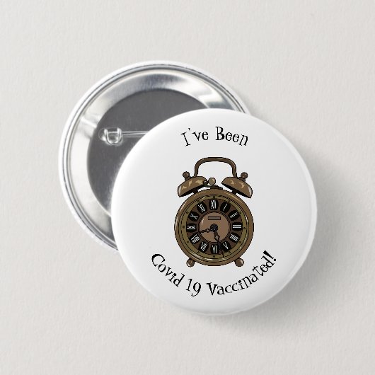 目覚まし時計の漫画イラストレーション 缶バッジ (正面&裏面)