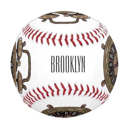 目覚まし時計の漫画イラストレーション 野球ボール (正面)