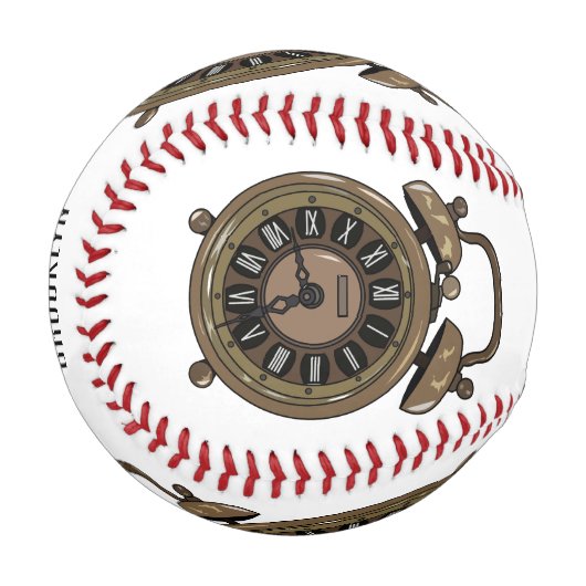 目覚まし時計の漫画イラストレーション 野球ボール (正面左)