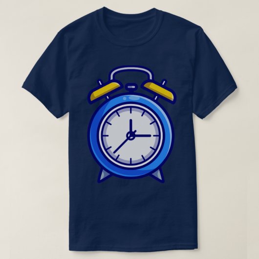 目覚まし時計の漫画イラストレーション Tシャツ (デザイン正面)