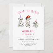 目覚まし消防士の女の子の誕生日パーティーを鳴らす 招待状 (正面)