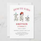 目覚まし消防士の誕生日パーティーを鳴らす 招待状 (正面)