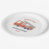 目覚まし消防車の誕生日パーティーを鳴らす ペーパープレート (アングル)