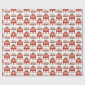 目覚まし消防車の誕生日パーティーを鳴らす ラッピングペーパー (フラット)