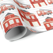 目覚まし消防車の誕生日パーティーを鳴らす ラッピングペーパー (ロールコーナー)