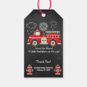 目覚まし音を立てて！消防車の赤ちゃんシャワー ギフトタグ (正面)