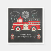 目覚まし音を立てて！消防車の赤ちゃんシャワー スタンダードカクテルナプキン (正面)