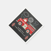 目覚まし音を立てて！消防車の赤ちゃんシャワー スタンダードカクテルナプキン (角)