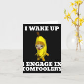 目覚めたら馬鹿なことをするねこミーム カード (黄色い花)