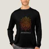 目覚めたオオカミの曼荼羅 スピリチュアルデザイン トライブレンドＴシャツ (正面)