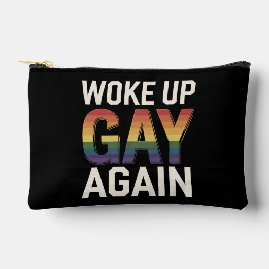 目覚めたゲイ再おもしろい度LGBTQプライドアリー虹 アクセサリーポーチ (正面)