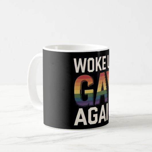 目覚めたゲイ再おもしろい度LGBTQプライドアリー虹 コーヒーマグカップ (正面左)