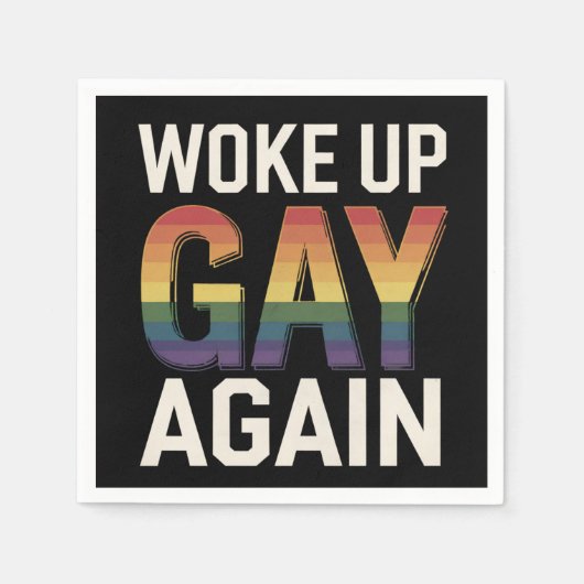 目覚めたゲイ再おもしろい度LGBTQプライドアリー虹 スタンダードカクテルナプキン (正面)