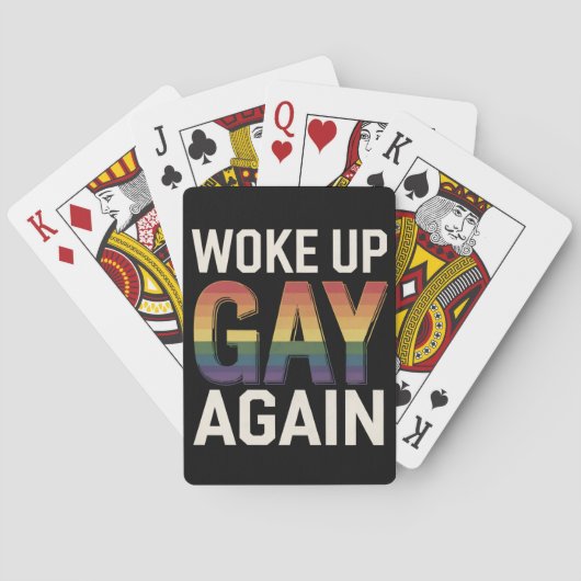 目覚めたゲイ再おもしろい度LGBTQプライドアリー虹 トランプ (裏面)