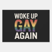 目覚めたゲイ再おもしろい度LGBTQプライドアリー虹 ラッピングペーパーシート (正面)