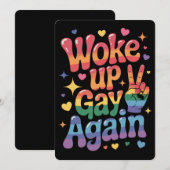 目覚めたゲイ再おもしろい度LGBTQプライドレインボー 招待状 (正面/裏面)