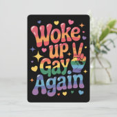 目覚めたゲイ再おもしろい度LGBTQプライドレインボー 招待状 (スタンド正面)