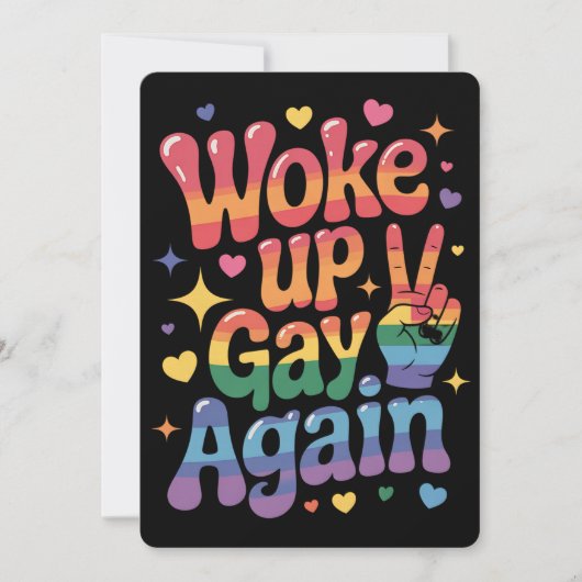 目覚めたゲイ再おもしろい度LGBTQプライドレインボー 招待状 (正面)