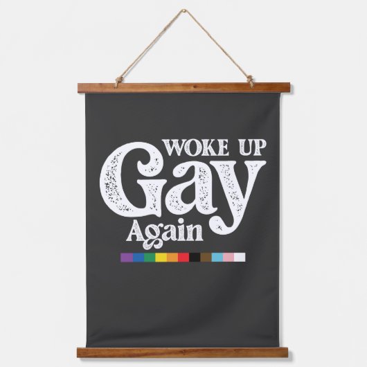 目覚めたゲイ再びサポートLGBTプライド 吊り下げ型タペストリー (正面)