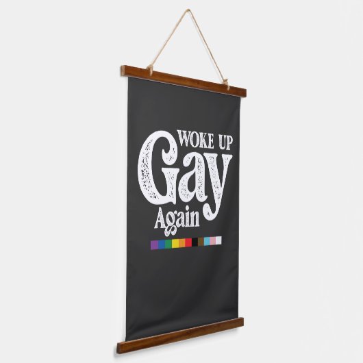 目覚めたゲイ再びサポートLGBTプライド 吊り下げ型タペストリー (傾斜あり)