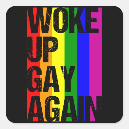 目覚めたゲイ再びLGBTプライド月LGBTQ Rainbow スクエアシール (正面)