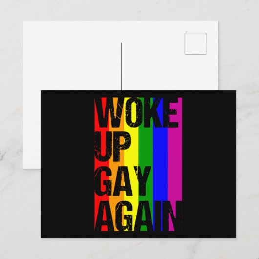 目覚めたゲイ再びLGBTプライド月LGBTQ Rainbow ポストカード (正面/裏面)