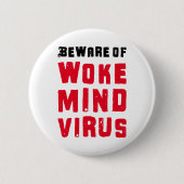 目覚めたマインドウイルスの色のカスタムミームに注意おもしろい 缶バッジ (正面)