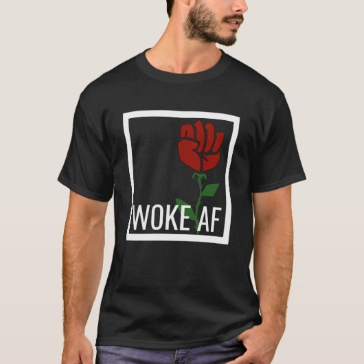 目覚めた誇りを持ったAF意識の左翼的価値観の社会主義バラ Tシャツ (正面)